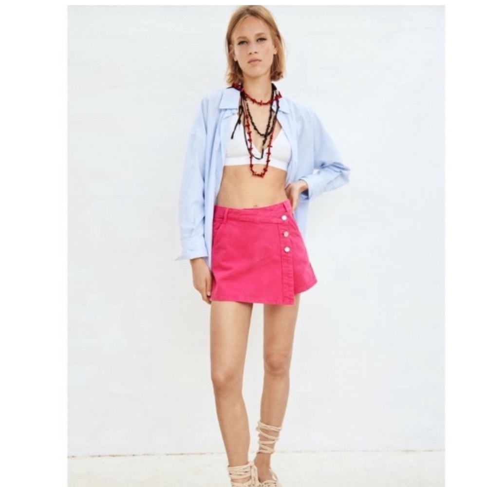 Zara pink denim skort